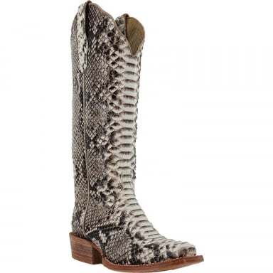 RWatson Womens Black and White Python Cowgirl Boots RWL7200-1