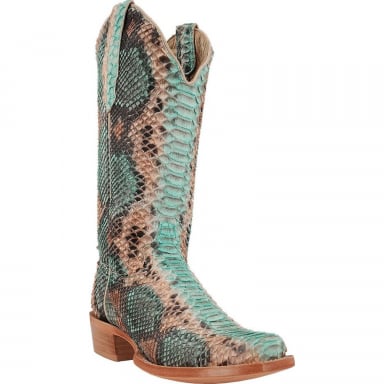 RWatson Womens Teal and Copper Python Cowgirl Boots RWL7204-1