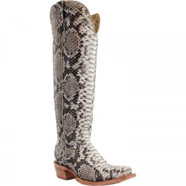 RWatson Womens 17" Black and White Python Cowgirl Boots RWL7210-1