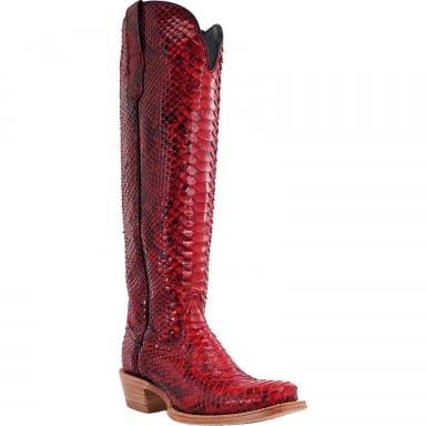 RWatson Womens 17" Red and Black Python Cowgirl Boots RWL7213-1