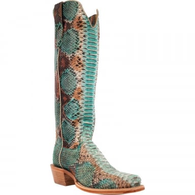 RWatson Womens 17" Teal and Copper Python Cowgirl Boots RWL7214-1