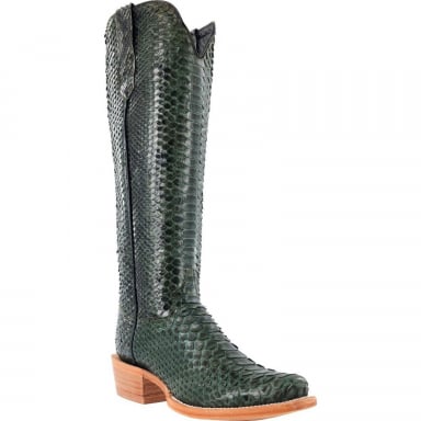 RWatson Womens 17" Dark Green Python Cowgirl Boots RWL7215-1