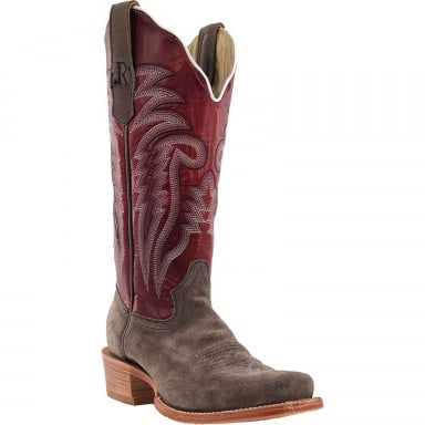 RWatson Womens Charcoal Rough Out Cowgirl Boots RWL8412-1