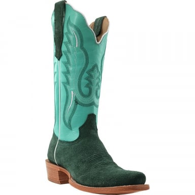 RWatson Womens Teal Roughout Cowgirl Boots RWL8419-1