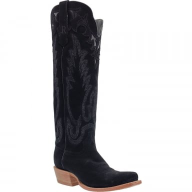 RWatson Womens 17" Black Rough Out Cowgirl Boots RWL8420-1