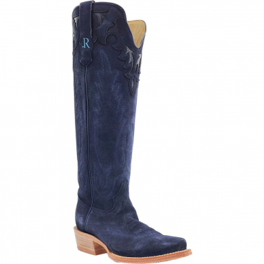 RWatson Womens 17" Navy Rough Out Cowgirl Boots RWL8423-1