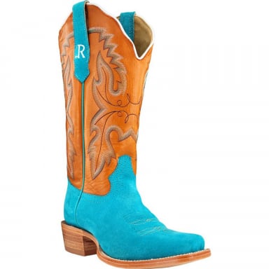 RWatson Womens Turquoise Boar Cowgirl Boots RWL8607-1