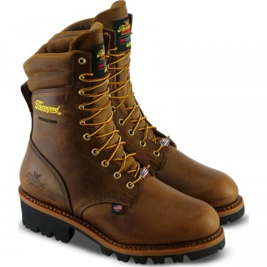 Thorogood Mens Logger Series 9" Brown Trail Crazyhorse Insulated Waterproof Work Boots 804-3554