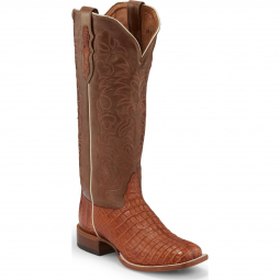 Tony Lama Womens 15" Bright Rust Belly Caiman Cowgirl Boot 6050L