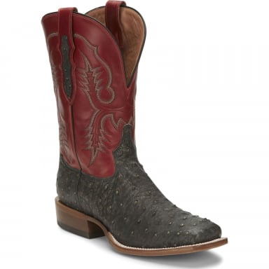 Tony Lama Mens 11" Grey Desert Full Quill Ostrich Cowboy Boot 6092