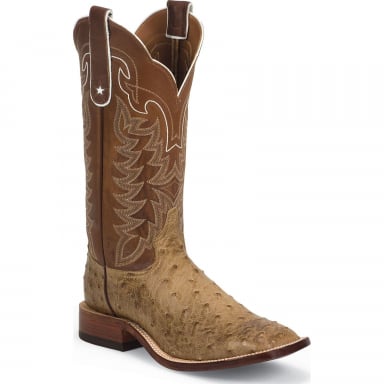 Tony Lama Mens 13" Antique Tan Vintage Full Quill Ostrich Cowboy Boot E9322