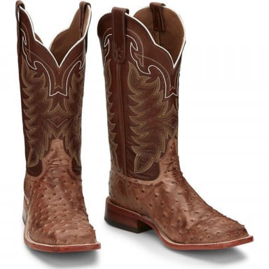 Tony Lama Mens 13" Chocolate Vintage Ostrich Cowboy Boot E9323