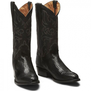 Tony Lama Mens 13" Black Brilliant Teju Lizard Cowboy Boot TL5150