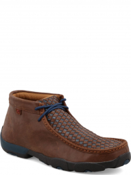 Twisted X Mens Driving Moccasin Brown Blue check MDM0030