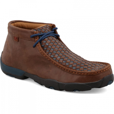 Twisted X Mens Driving Moccasin Brown Blue check MDM0030