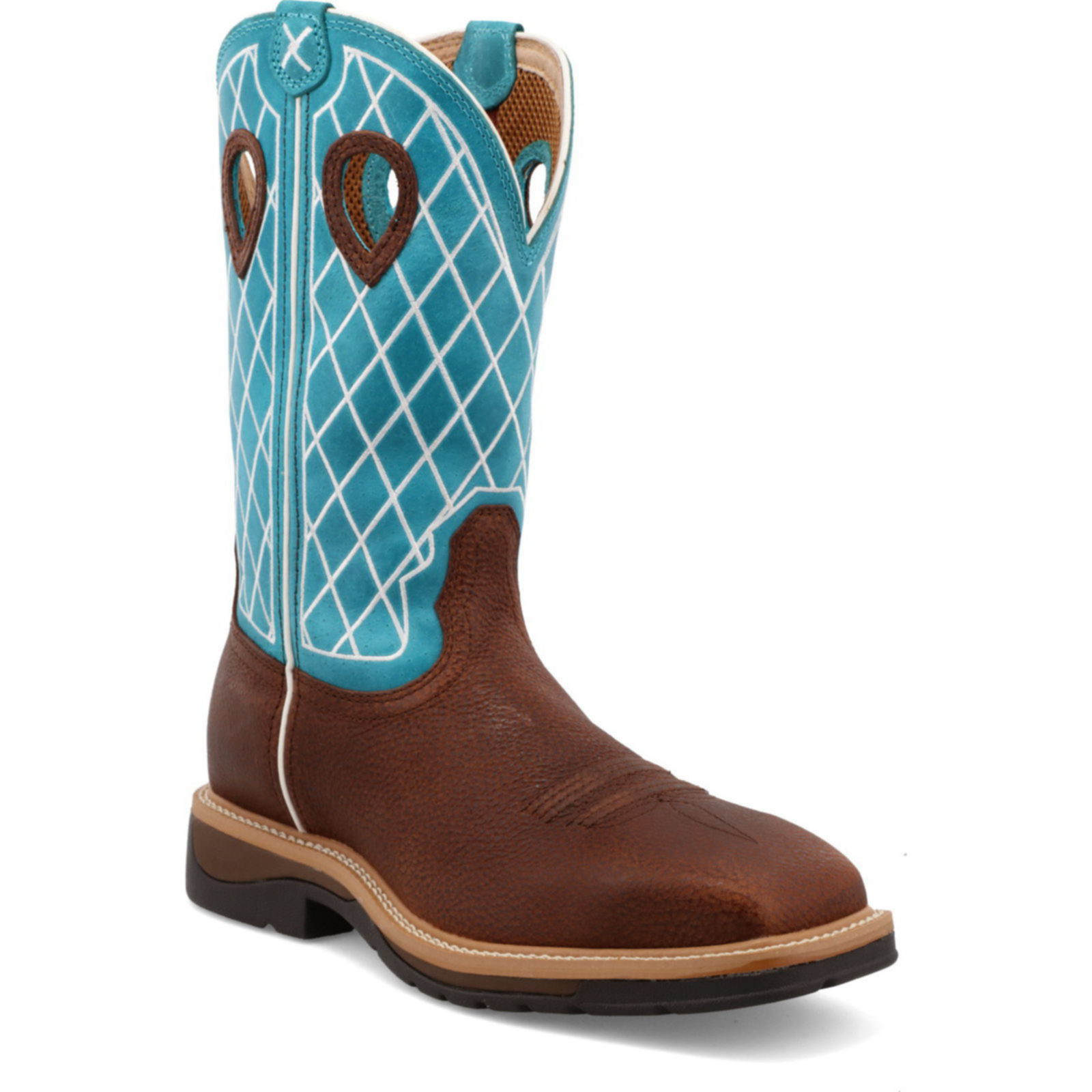 Shop Twisted X Mens Lite Cowboy Work Boot Brown Distressed Turquoise ...