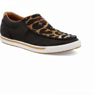 Twisted X Womens Slip-On Kicks Black & Cheetah WCA0052