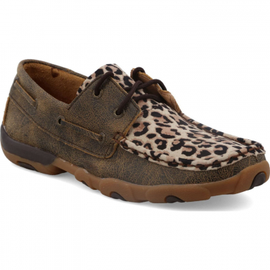 Twisted X Womens Driving Moccasin Distressed Leopard WDM0057