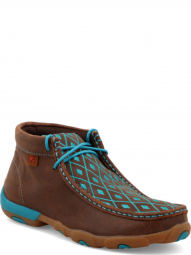 Twisted X Womens Driving Moccasin Brown Turquoise WDM0072