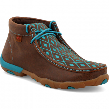 Twisted X Womens Driving Moccasin Brown Turquoise WDM0072