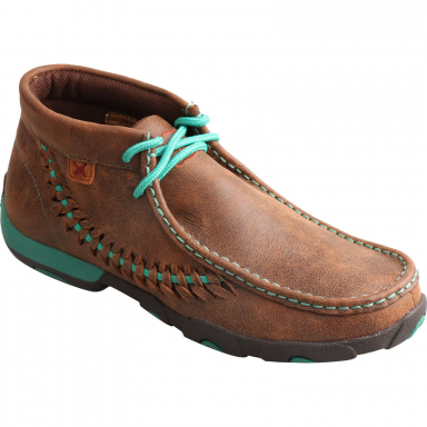 Twisted X Womens Driving Moccasin Brown Turquoise WDM0093